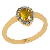 0.70 Ctw I2/I3 Yellow Sapphire And Diamond 10K Yellow Gold Engagement Ring