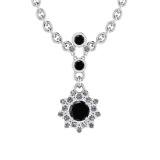 0.94 Ctw i2/i3 Treated fancy Black Diamond 14K White Gold Pendant Necklace