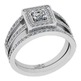 0.81 Ctw SI2/I1 Gia Certified Center Diamond 14K White Gold Engagement Set Ring