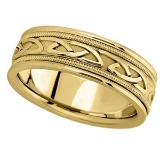 Hand Made Celtic Wedding Band in 14k Yellow Gold 6mm