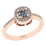 0.58 ctw GIA Certified Center StoneDiamond 14K Rose Gold Engagement Halo Ring