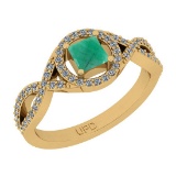 0.70 Ctw SI2/I1 Emerald And Diamond 14K Yellow Gold Ring
