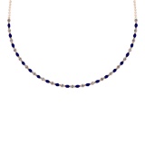 7.10 Ctw SI2/I1 Blue Sapphire And Diamond 14K Rose Gold Necklace