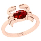 0.75 Ctw I2/I3 Red Sapphire 14K Rose Gold Solitaire Ring
