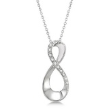 Infinity Diamond Pendant with 18 Inch Chain 14K White Gold 0.10ctw