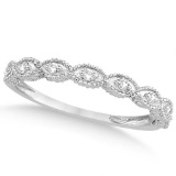 Antique style Marquise Shape Pave Diamond Wedding Ring Platinum 0.10ctw
