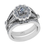 1.17 Ctw SI2/I1 Gia Certified Center Diamond 14K White Gold Bridal Style Wedding set Ring