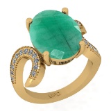 5.66 Ctw SI2/I1 Emerald And Diamond 14K Yellow Gold Ring