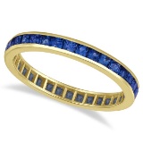Princess-Cut Blue Sapphire Eternity Ring Band 14k Yellow Gold 1.36ctw