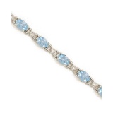Diamond and Aquamarine Bracelet 14k White Gold 10.26 ctw