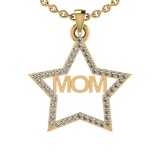 1.05 Ctw SI2/I1 Diamond 14K Yellow Gold Star MOM Necklace