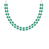50.60 Ctw Emerald 14K White Gold Double layer Necklace