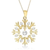 Snowflake Shaped Diamond Pendant Necklace 14k Yellow Gold 0.20ctw