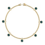 0.70 Ctw i2/i3 Treated Fancy Blue Diamond 14K Yellow Gold Dangling Bracelet