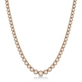 Milgrain Eternity Diamond Tennis Necklace 14k Rose Gold (7.05ct)