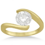 1.00 CTW DIAMOND Tension Set Swirl Solitaire Engagement Ring Setting 18k Yellow Gold