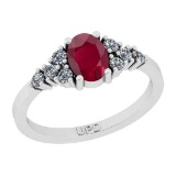 1.03 Ctw SI2/I1 Ruby And Diamond 14K White Gold Ring