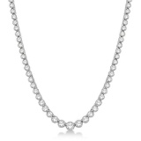 Milgrain Eternity Diamond Tennis Necklace 14k White Gold (7.05ct)