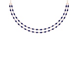 10.50 Ctw Blue sapphire 14K Rose Gold Double layer Necklace