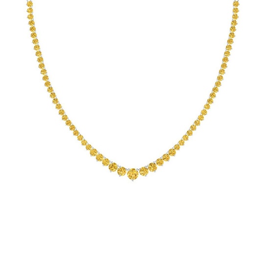 5.63 Ctw i2/i3 Treated Fancy Yellow Diamond 14K White Gold Necklace