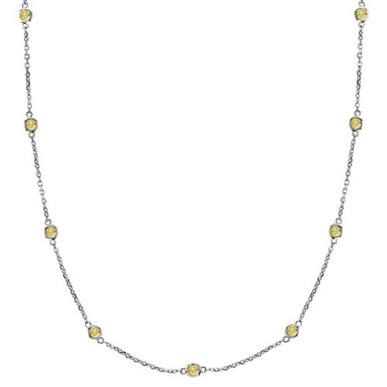 Fancy Yellow Canary Station Necklace 14k White Gold (0.50ct)