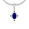 4.68 Ctw SI2/I1 Blue Sapphire And Diamond 14K White Gold Necklace