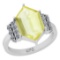 4.97 Ctw I2/I3 Lemon Topaz And Diamond 10K White Gold Ring