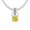 Certified 0.56 Ct GIA Certified Natural Fancy Yellow Diamond And White Diamond Platinum Pendant