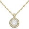 Diamond Halo Pendant Necklace Round Solitaire 14k Yellow Gold 1.00ctw