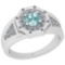 0.92 Ctw SI2/I1 Aquamarine And Diamond 14k White Gold Ring