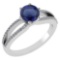 1.49 Ctw Blue Saphire And Diamond 14k White Gold Halo Ring