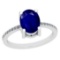 2.10 Ctw I2/I3 Blue Sapphire And Diamond 14K White Gold Ring