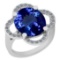 Certified 7.41 Ctw VS/SI1 Tanzanite And Diamond 14K White Gold Vintage Style Ring