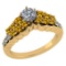 Certified 1.35 Ctw I2/I3 Yellow Sapphire And Diamond 14K Yellow Gold Vintage Style Anniversary Ring
