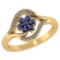 Certified 1.00 CTW Genuine Blue Sapphire And Diamond 14K Yellow Gold Ring
