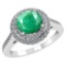 Certified 3.2 CTW Genuine Emerald And Diamond 14K White Gold Ring