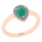0.91 Ctw SI2/I1 Emerald And Diamond 14K Rose Gold Engagement Ring