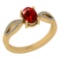 0.90 Ctw I2/I3 Red Sapphire And Diamond 14K Yellow Gold Ring