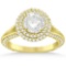 Double Halo Diamond Engagement Ring Setting 18k Yellow Gold 2.00ctw