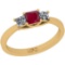 1.55 Ctw SI2/I1 Ruby And Diamond 14K Yellow Gold three Stone Ring