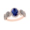 3.55 Ctw VS/SI1 Tanzanite And Diamond 18K Rose Gold Bridal Style Wedding Ring