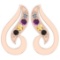 Certified 0.17 Ctw Citrine, Smoky Quartz, Amethyst And Diamond I1/I2 14K Rose Gold Stud Earrings