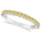 Half-Eternity Pave Yellow Diamond Stacking Ring 14k White Gold 0.75ctw