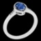 Certfied 0.54 Ctw Kyanite And Diamond I1/I2 14K White Gold Anniversary Ring