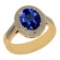 3.68 Ctw VS/SI1 Tanzanite And Diamond 14K Yellow Gold halo Ring