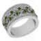 Certified 1.76 Ctw I2/I3 Green Sapphire And Diamond 10K White Gold Band Ring