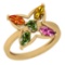 Certified 1.20 Ctw Multi Sapphire 14K Yellow Gold Ring
