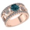 Certified 2.00 Ctw Treated Fancy Blue Diamond And Diamond Ladies Fashion Halo Ring 14K Rose Gold (I1