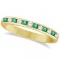 Channel-Set Emerald and Diamond Ring Band 14k Yellow Gold 1.00ctw