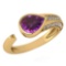 Certified 1.51 Ctw Amethyst And Diamond Ladies Fashion Halo Ring 14k Yellow Gold (VS/SI1) MADE IN US
